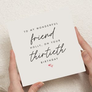 30e anniversaire d'un ami, carte personnalisée de 30e anniversaire pour ami, cadeau de 30e anniversaire pour ami, carte de 30e anniversaire pour soeur, pour elle