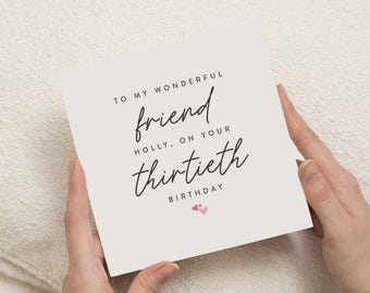 Friend 30th Birthday, Personalised 30th Birthday Card Friend, 30th Birthday Gift Friend, Thirtieth Birthday Card For Sister, For Her