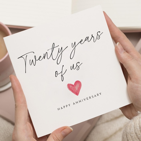 Karte Zum 20. Hochzeitstag Für Ehemann – Metall-Geschenkkarte Mit Gravur | 8,5x5,4 Cm | Mit Geschenktüte
