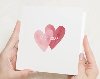 Anniversary Card, Personalised Anniversary Card, Wedding Date Card, Engagement Card, Romantic Card for Couple, Heart Card