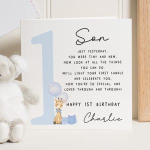 Carte 1er anniversaire pour garçon, carte 1er anniversaire fils, carte 1er anniversaire fils, carte premier anniversaire neveu, cadeau premier anniversaire petit-fils