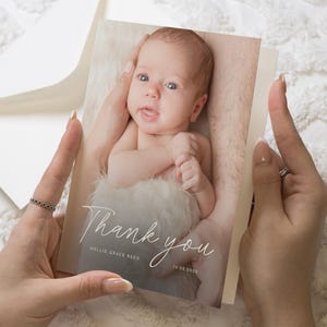 Biglietti di ringraziamento per neonata con foto, biglietti per baby shower, biglietti per neonata, biglietti di ringraziamento personalizzati, biglietti di ringraziamento per battesimo