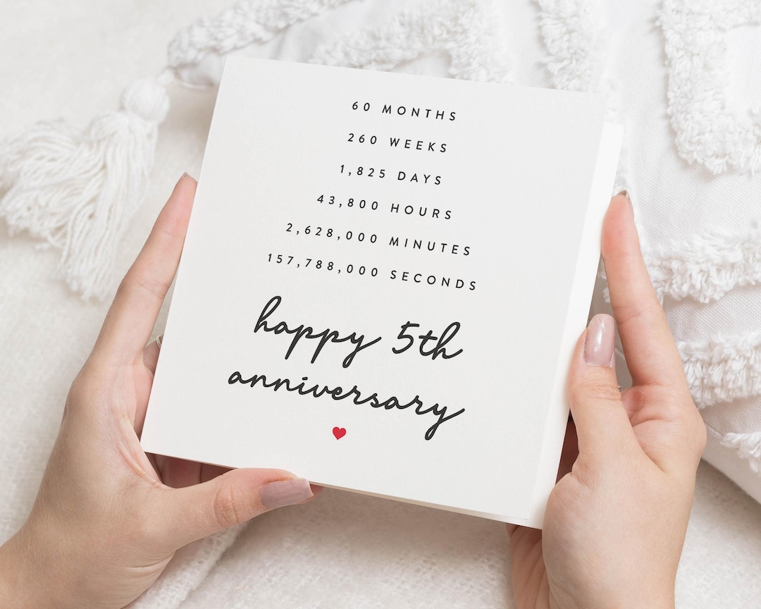 5 Year Anniversary Wallet Card - Stainless Steel Engraved Gift For Husband Or Wife