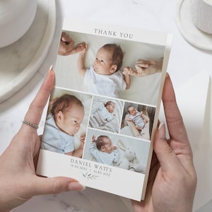 Cartões de agradecimento para bebês personalizados, cartões de agradecimento para bebês no batismo, agradecimento para um novo bebê, agradecimento para um bebê com fotos, agradecimento para uma nova bebê