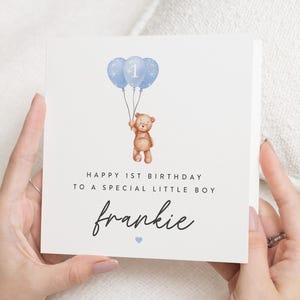 Carte personnalisée 1er anniversaire garçon, carte 1er anniversaire fils, carte 1er anniversaire petit-fils, carte premier anniversaire neveu, cadeau pour petit garçon