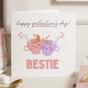 Galentines Tageskarte, Galentines-Karte für den besten Freund, Galentines-Geschenk, Freund Galentines-Karte, Bestie-Karte, Galentines-Tag, Teekarte Bestie