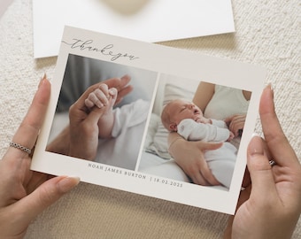 Leuke nieuwe babybedankkaarten, bedankkaarten met foto van een babymeisje, gepersonaliseerde bedankkaarten Nieuwe ansichtkaart babymeisje, babyjongen
