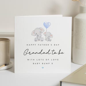 Fathers Day Card for Grandad to Be, Grandad to Be Card, Fathers Day Card from Bump, Elephant Card, Cute Fathers Day Card