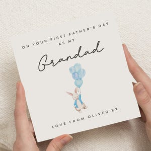 Tarjeta del Día del Padre para el Abuelo, Tarjeta del Día del Padre para el Nieto, Tarjeta de Conejito, Tarjeta Personalizada del Día del Padre, Tarjeta Linda para el Abuelo