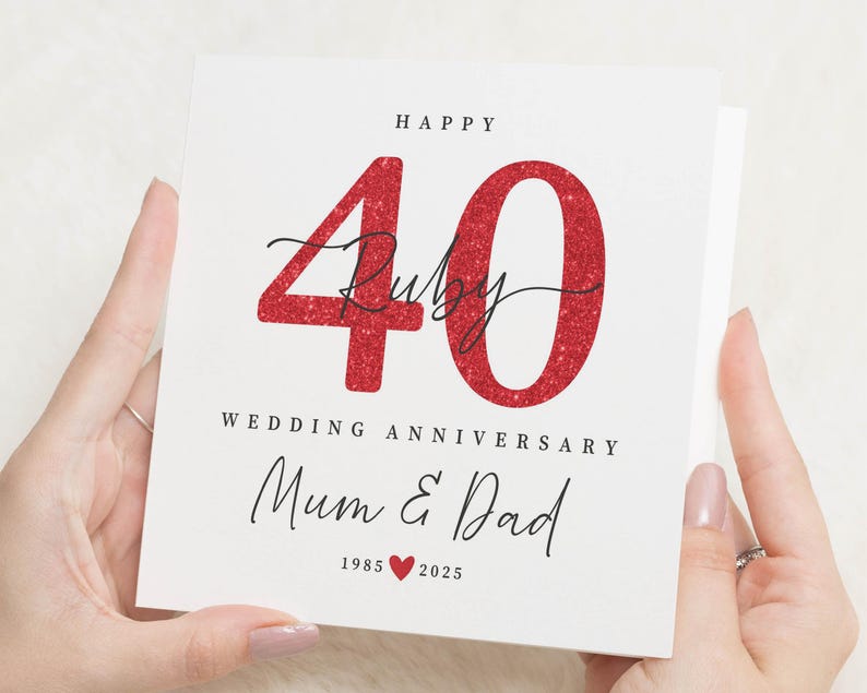 40th Wedding Anniversary Card for Mum and Dad, Ruby Anniversary Card ...