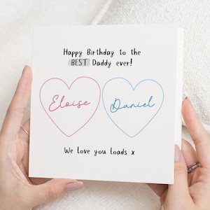 Carte d'anniversaire pour papa, carte d'anniversaire personnalisée par enfant, carte d'anniversaire pour papa, jolie carte d'anniversaire pour lui, carte d'anniversaire coeur