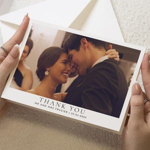Schlichte Dankeskarten Hochzeit mit Foto, Dankeskarten Hochzeit, Gefaltete Danksagungskarten, Postkarte Dankeskarten Landschaft