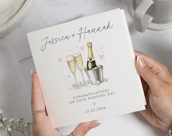 Trouwkaart voor koppel, gepersonaliseerde trouwkaart, champagne trouwkaart, gefeliciteerd kaart, verlovingskaart, trouwdagkaart
