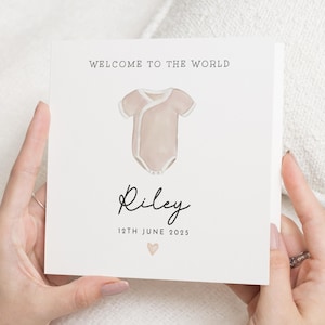 New Baby Card, Personalised Baby Card, Welcome To The World Card, Baby Girl Card, Baby Boy Card, Custom New Baby Gift, Baby Shower Card