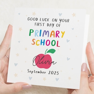 Carte porte-bonheur pour la rentrée des classes, Carte personnalisée pour l'école primaire, Carte porte-bonheur pour fille, Carte de visite personnalisée, Carte de rentrée des classes