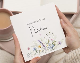 Nana Mothers Day Card, Mother's Day Cards For Nana, Happy Mother's Day Grandma, Grandma Mother's Day, Mothers Day Card For Nan, Floral Card
