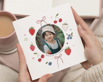 3rd Birthday Card, Personalised Photo Card, Birthday Card for Girl, Daughter Birthday Card, Granddaughter Card, Fruit Birthday Card