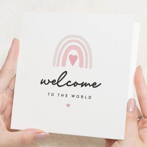 Carte de bébé fille, nouvelle carte de bébé fille, nouveau bébé fille de bienvenue dans le monde, nouveau cadeau de bébé fille pour elle, carte de nouveau bébé pour ami, carte arc-en-ciel