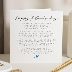Fathers Day Card, Fathers Day Card for Dad, Fathers Day Card from Daughter, Fathers Day Card for Him, Simple Fathers Day Card