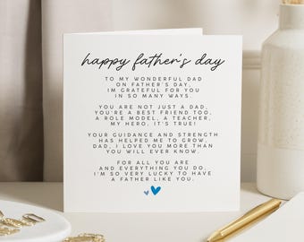 Fathers Day Card, Fathers Day Card for Dad, Fathers Day Card from Daughter, Fathers Day Card for Him, Simple Fathers Day Card