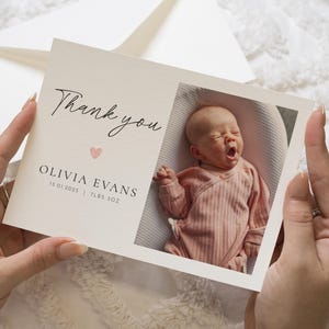 Jolies cartes de remerciement pour bébé, cartes de remerciement photo bébé fille, cartes de remerciement personnalisées pour bébé fille, carte postale de bébé garçon, carte de remerciement