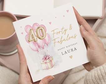 40th Birthday Card For Women, 40th Wife Card, 40th Birthday Card Friend, Personalised 40th Birthday Card, Happy Birthday 40 Card, For Her