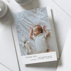 Bebê recém-nascido menina obrigado, bebê obrigado cartões de batismo, bebê obrigado cartões personalizados, bebê obrigado com fotos, novo bebê menino