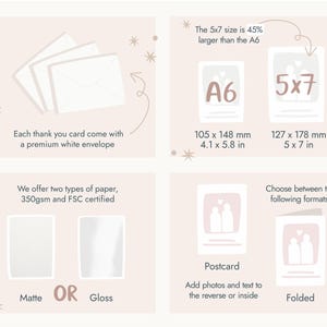 Cartes de remerciement de mariage pliées avec photo, Cartes de remerciement personnalisées pour mariage, Cartes de remerciement avec photo, Cartes postales de remerciement pour mariage image 8