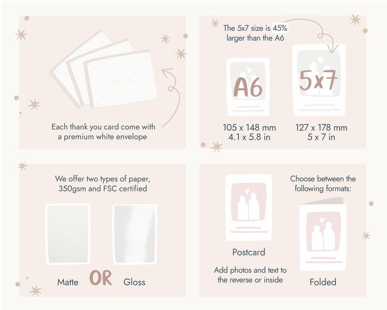 Cartes de remerciement de mariage pliées avec photo, Cartes de remerciement personnalisées pour mariage, Cartes de remerciement avec photo, Cartes postales de remerciement pour mariage image 8