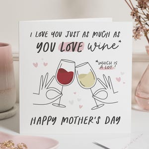 Biglietto per la festa della mamma per mamma amante del vino, biglietto divertente per la festa della mamma per la mamma, regalo per la festa della mamma da parte della figlia, biglietto per la festa della mamma per mamma amante del vino