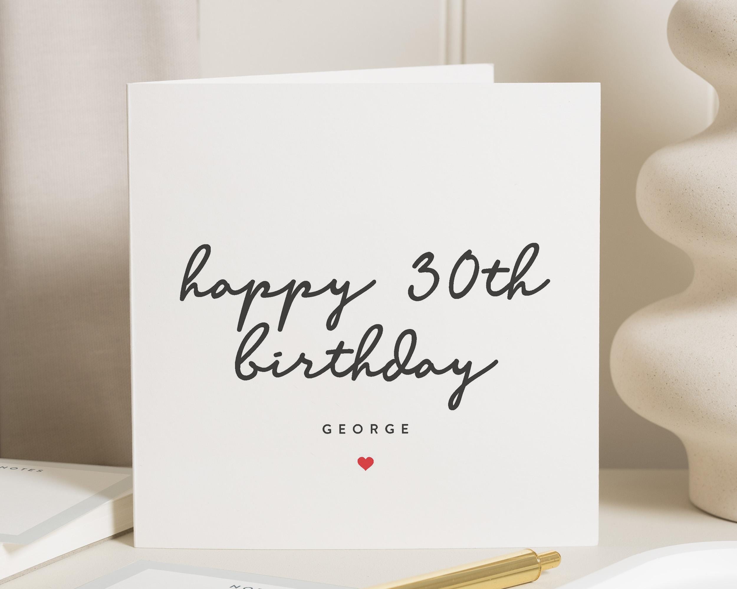 Old English Co. - Biglietto di auguri per 30° compleanno, per uomo o donna, in lamina d'oro, elegante biglietto di compleanno per lui o lei, lucido, per figlio, figlia, nipote, nipote