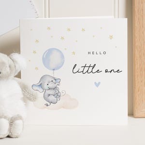 Neue Babykarte, Baby-Dusche-Karte, Hallo kleine Karte, süße Elefant Karte, Gender Neutral Baby Karte