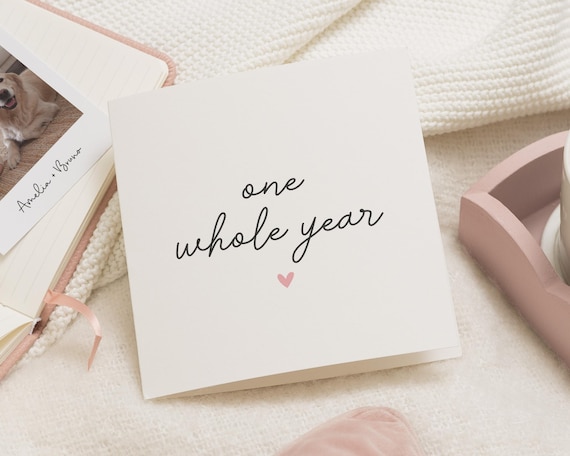 1 Year Anniversary Card For Husband, Wife 1st Anniversary Card, One Year Anniversary Card For Boyfriend, For Girlfriend, Paper Anniversary