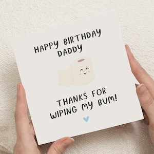 Tarjeta de cumpleaños para papá, divertida, para niños, linda, para él, con papel higiénico.