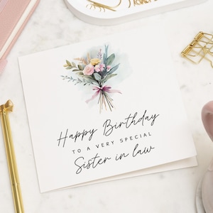 Carte d'anniversaire pour belle-soeur, carte d'anniversaire de belle-soeur, carte d'anniversaire pour elle, carte d'anniversaire florale, carte spéciale belle-soeur