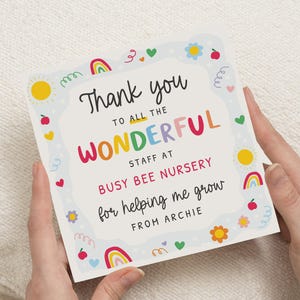 Cartão de agradecimento personalizado para creche, cartão de agradecimento para creche, cartão de agradecimento para escola, cartão de fim de ano letivo para professor, presente de agradecimento para professor