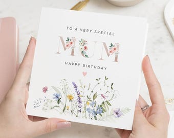 Carte d'anniversaire pour maman, carte d'anniversaire pour maman, carte d'anniversaire florale pour elle, carte d'anniversaire spéciale maman, carte d'anniversaire pour femme