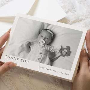Cartões de agradecimento com fotos de bebês fofos, cartões de agradecimento dobrados para bebês novos, cartão de agradecimento personalizado para bebês, cartões de anúncio de um novo bebê, batismo