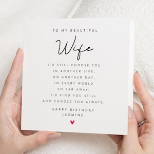 Birthday Card for Wife, Personalised Birthday Card for Her, Romantic Birthday Card, Happy Birthday Card for Women, Poem Birthday Card