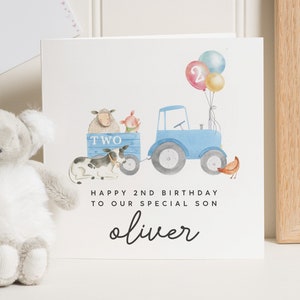 Carte personnalisée de 2e anniversaire pour fils, carte de 2e anniversaire de garçon, deuxième cadeau d'anniversaire animal pour petit garçon, cadeau de 2e anniversaire, neveu