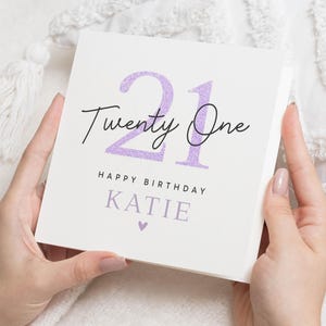 21e verjaardagskaart, gepersonaliseerde verjaardagskaart voor haar, verjaardagskaart voor dochter, beste vriend, aangepaste naamkaart