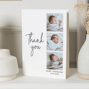 Cartões editáveis de agradecimento para novos bebês, cartões de agradecimento para novas meninas, cartões postais de agradecimento personalizados, recém-nascidas, cartões de agradecimento