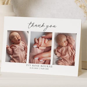Cartes de remerciement avec photo pour bébé fille, jolies cartes de remerciement pour bébé, cartes de remerciement personnalisées pour bébé fille, carte postale de bébé garçon, carte de remerciement