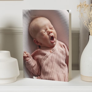Neues Baby-Dankeschön-Kartenfoto, bearbeitbare neue Babykarten Dankeschön, personalisierte Dankeschön-Postkarte, neues Babymädchen, Dankeschön-Karte