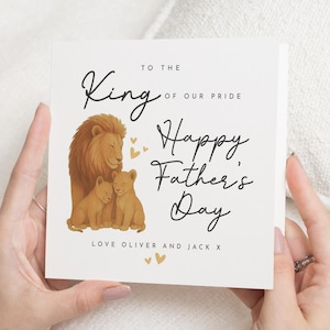 Fathers Day Card, King Of Our Pride, Lion Fathers Day Card, Personalised Fathers Day Card, Fathers Day Card From Kids