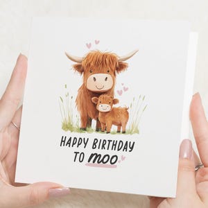 Geburtstagskarte Kuh für Mama, Highland Cow Geburtstagskarte, Mama Geburtstagskarte Highland Kuh, Highland Cow Geburtstagskarte UK, Highland Cow Geschenke