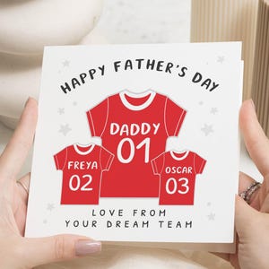 Vatertagskarte, personalisierte Vatertagskarte, Daddy-Karte, Fußball-Shirt-Karte, Vatertagskarte von Kindern, Vatertagskarte von Kindern