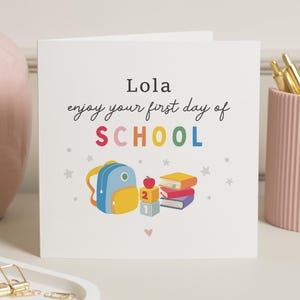 Cadeau premier jour d'école primaire, carte de chance pour le premier jour d'école, joyeux premier jour d'école, bonne chance pour la rentrée, carte d'école pour bébés