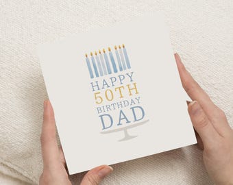 50e verjaardagskaart voor vader, verjaardagskaart voor hem, mijlpaal verjaardagskaart voor vader, eenvoudige vader verjaardagskaart, verjaardagskaarten voor mannen
