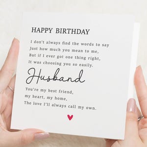 Carte d'anniversaire mari, carte d'anniversaire pour mari, cadeau d'anniversaire mari, carte poème mari, carte d'anniversaire pour lui, joyeux anniversaire